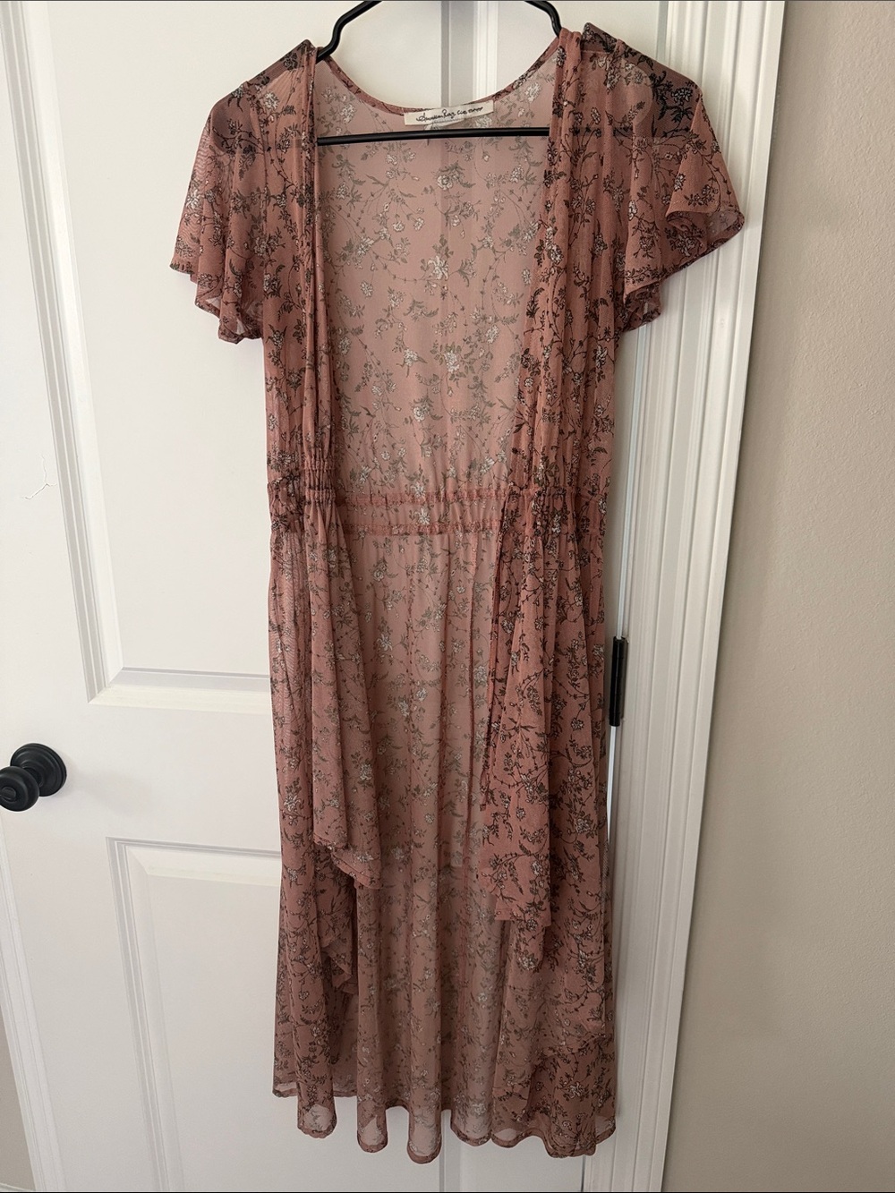American Rag Dusty Rose Floral Maxi Open-Front Dress